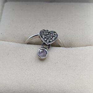 ❤️ Vintage Sterling Silver Heart Charm Ring ✨